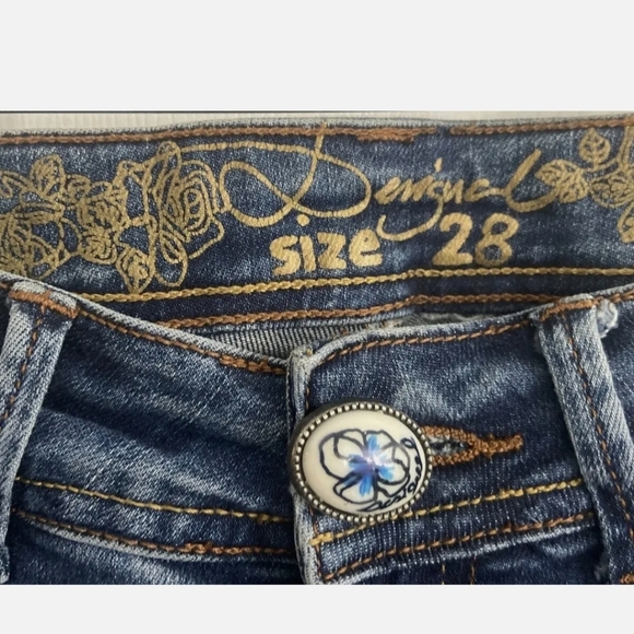 Desigual Love & Learn Donato Skinny Jeans Embroidered Distressed Stretch Slim 28 - Picture 6 of 7